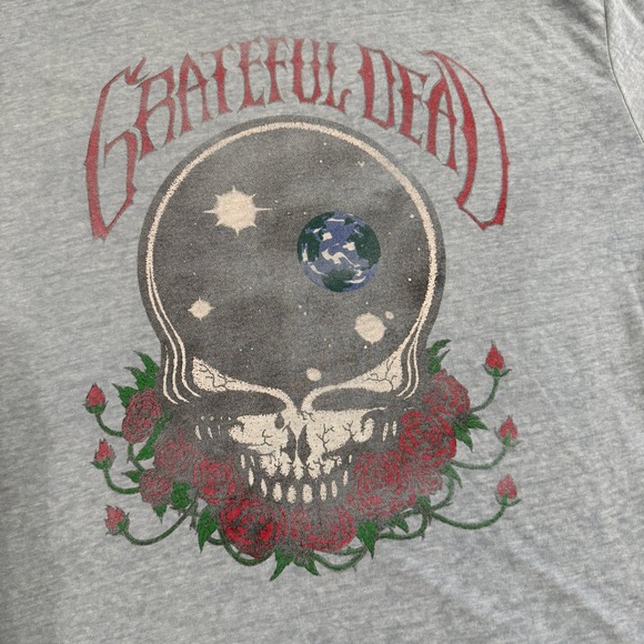 Grateful Dead Skull Roses T Shirt Lucky Brand XXL Blue Plus Size Band Tee - Picture 2 of 8